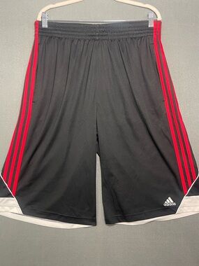 Adidas Black Red 3 Stripe Athletic Shorts Mens XLT